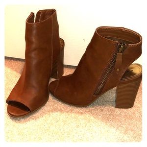 Steve Madden Brown Peep Toe Booties